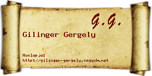 Gilinger Gergely névjegykártya
